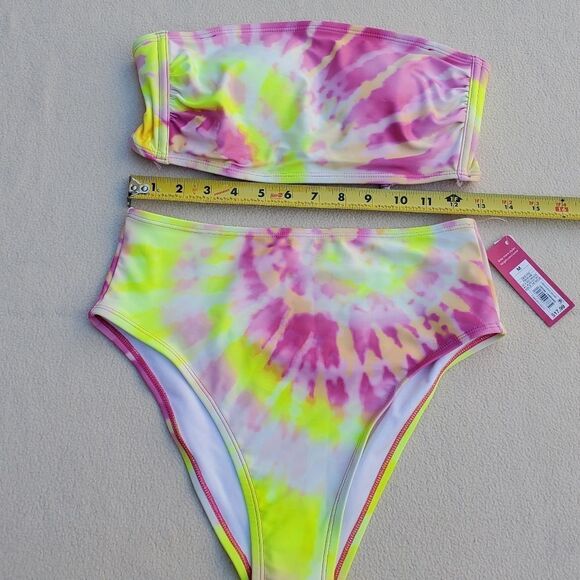 Xhilaration tube top and high waist cheeky bottoms tie dye bikini - Picture 4 of 10